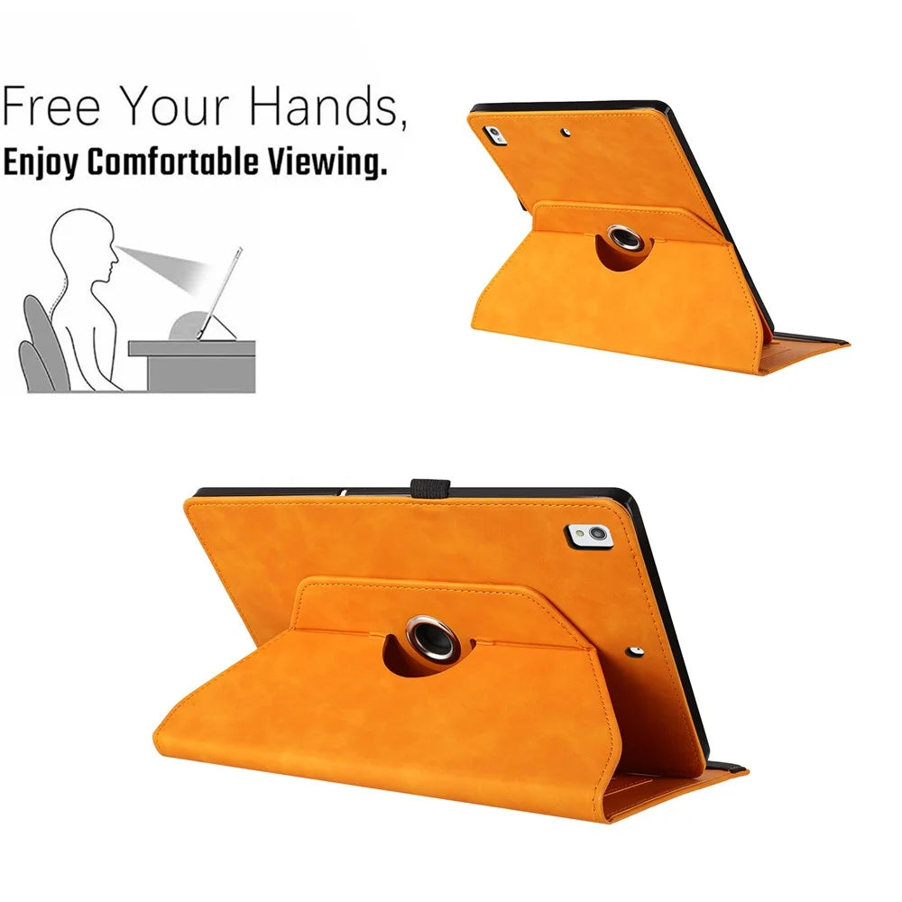 Tablet Case For iPad 10.2 (2020)  /  (2019)  /  Air 10.5 inch (2019)  /  Pro 10.5-inch (2017) Rotating Stand Smile Imprinted Leather Cover - Khaki - 6