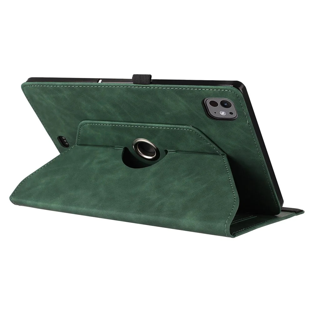 Tablet Case For iPad Air 11 (2026) / (2025) / (2024) / Air (2022) / (2020) Rotating Stand Card Holder Smile Imprinted Microfiber Leather Cover - Green - 4