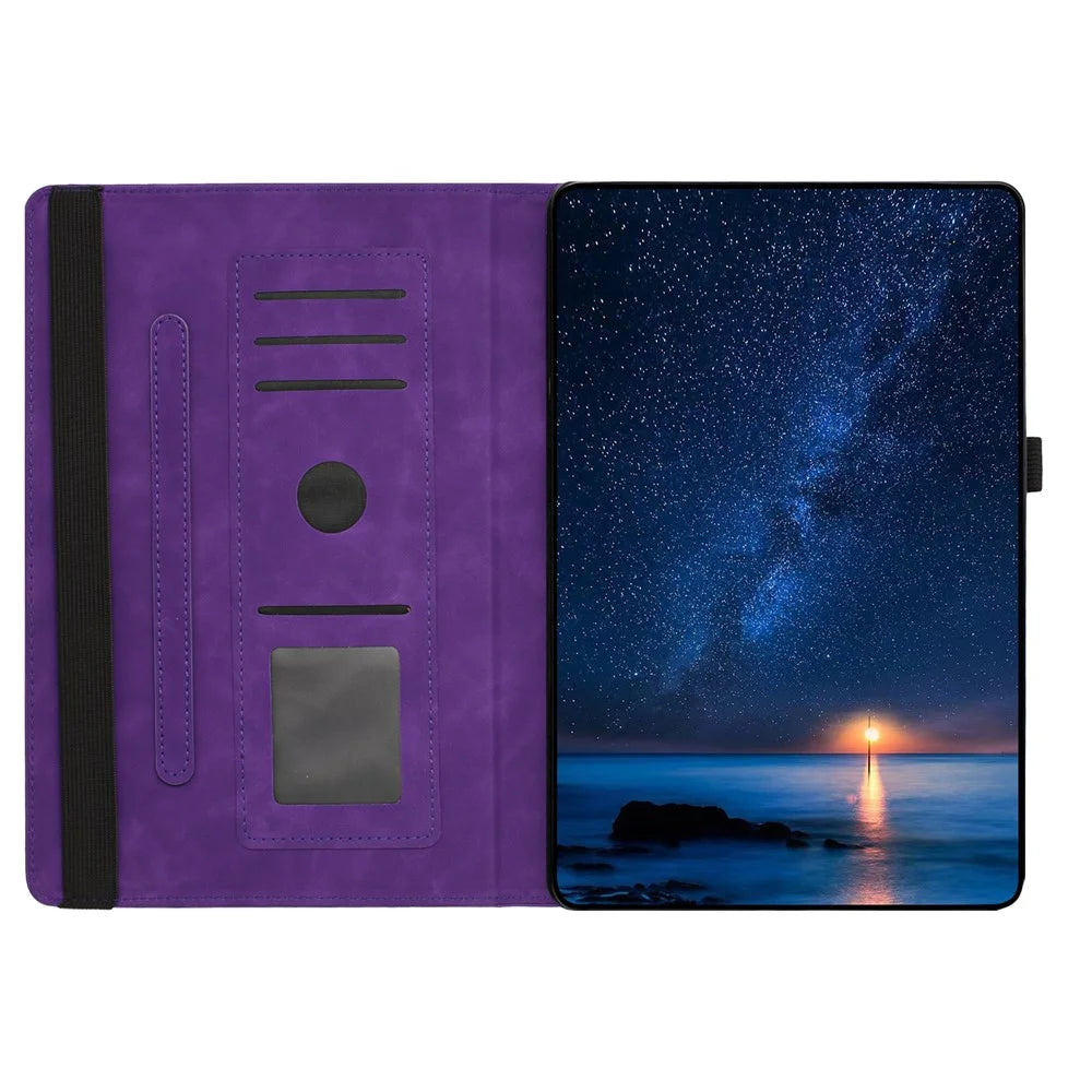Tablet Case For Samsung Galaxy Tab S6 Lite (2024)  /  (2022)  /  (2020) Rotating Stand Card Holder Smile Imprinted Microfiber Leather Cover - Purple - 2