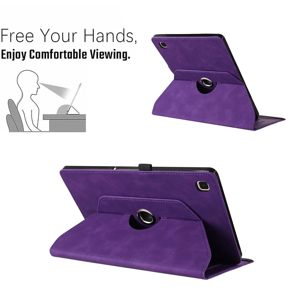 Tablet Case For Samsung Galaxy Tab S6 Lite (2024)  /  (2022)  /  (2020) Rotating Stand Card Holder Smile Imprinted Microfiber Leather Cover - Purple - 6