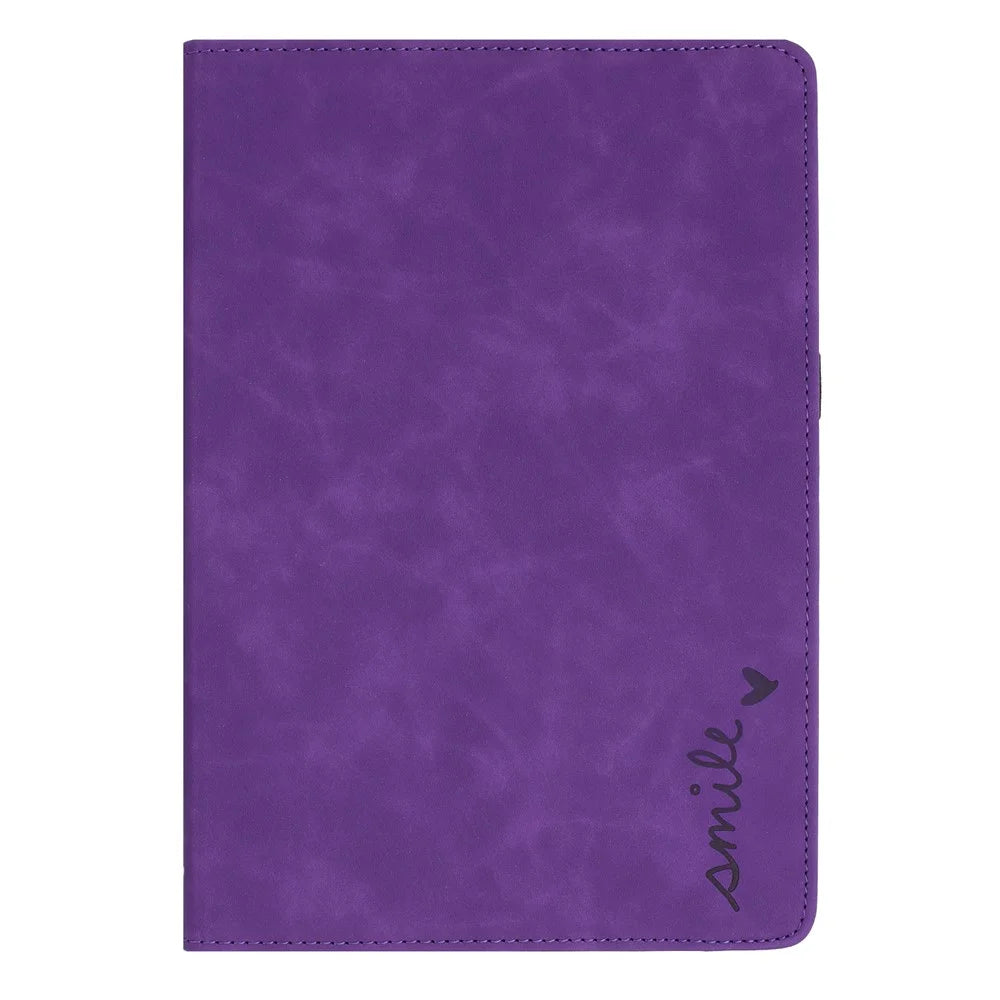 Tablet Case For Samsung Galaxy Tab S6 Lite (2024)  /  (2022)  /  (2020) Rotating Stand Card Holder Smile Imprinted Microfiber Leather Cover - Purple - 7