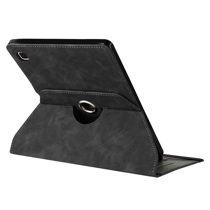 For Samsung Galaxy Tab A7 10.4 (2020) Case Rotating Stand Card Holder Smile Imprinted Microfiber Leather Tablet Cover - Black - 3
