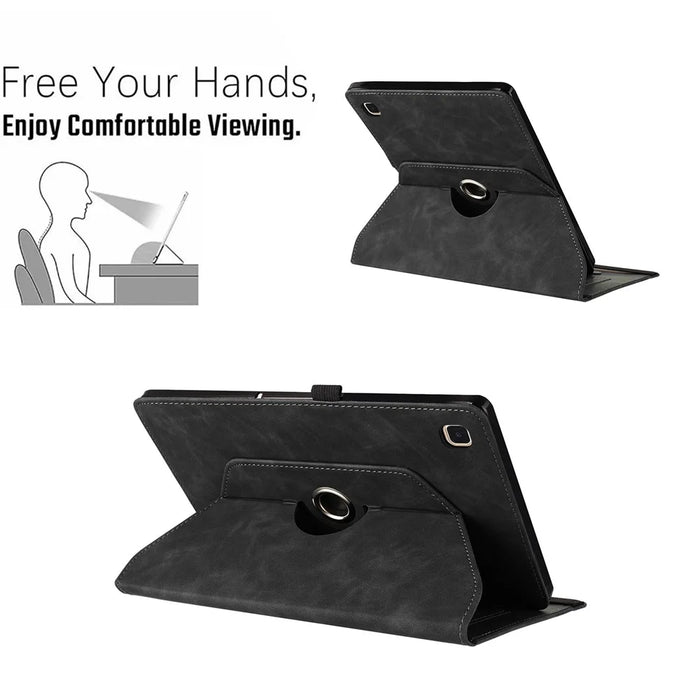 For Samsung Galaxy Tab A7 10.4 (2020) Case Rotating Stand Card Holder Smile Imprinted Microfiber Leather Tablet Cover - Black - 6