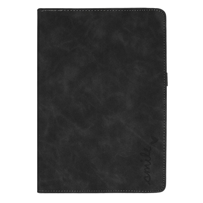 For Samsung Galaxy Tab A7 10.4 (2020) Case Rotating Stand Card Holder Smile Imprinted Microfiber Leather Tablet Cover - Black - 7