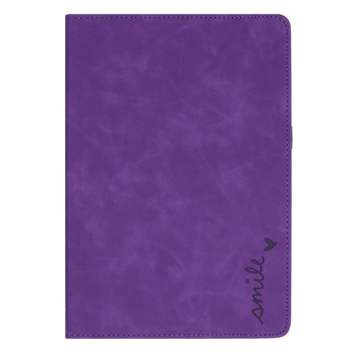 For Samsung Galaxy Tab A11+  /  A9+ Case Rotating Stand Card Holder Smile Imprinted Microfiber Leather Tablet Cover - Purple - 7
