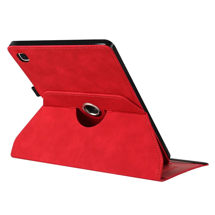 For Samsung Galaxy Tab A 10.1 (2019) Case Rotating Stand Card Holder Smile Imprinted Microfiber Leather Tablet Cover - Red - 3