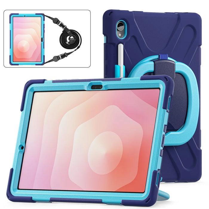 For Samsung Galaxy Tab S11 X730 /  X736 /  X736B Kickstand Case with Shoulder Strap TPU + PC + Silicone Tablet Cover  - Navy Blue - 3