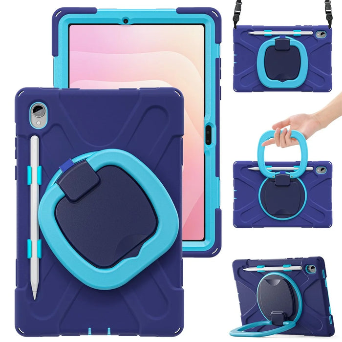 For Samsung Galaxy Tab S11 X730 /  X736 /  X736B Kickstand Case with Shoulder Strap TPU + PC + Silicone Tablet Cover  - Navy Blue - 4