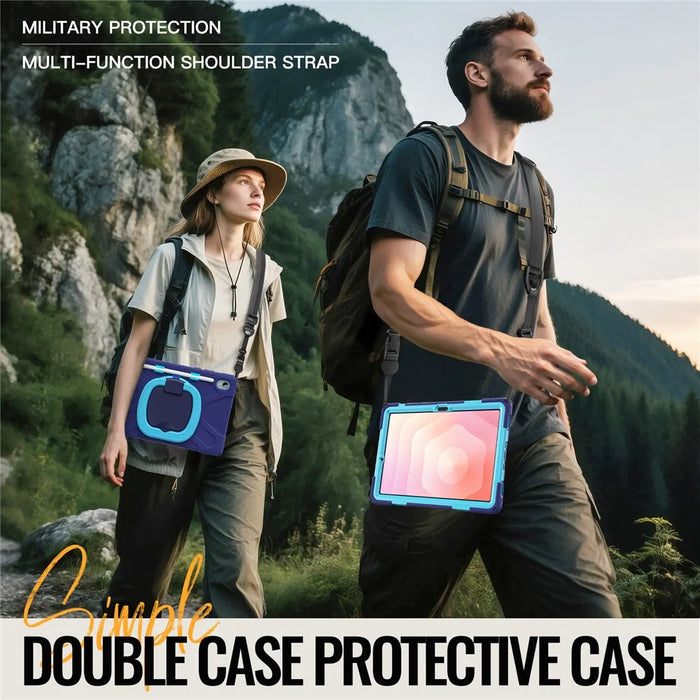 For Samsung Galaxy Tab S11 X730 /  X736 /  X736B Kickstand Case with Shoulder Strap TPU + PC + Silicone Tablet Cover  - Navy Blue - 5