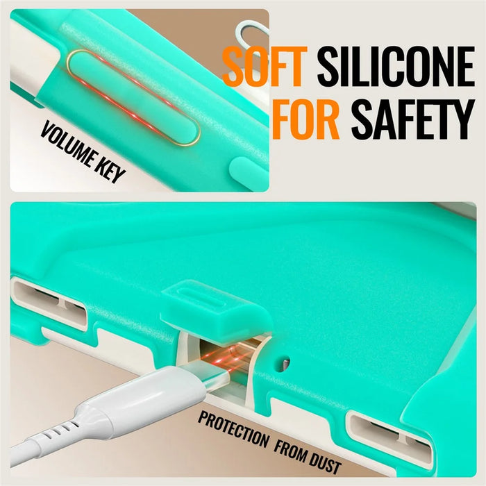For Samsung Galaxy Tab A11+ Tablet Case TPU + PC + Silicone Cover Swivel Kickstand Handle Grip - Mint Green - 4
