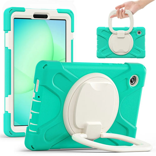Tablet Case for Samsung Galaxy Tab A11  /  SM-X133  /  X135 TPU + PC + Silicone Cover Swivel Kickstand Handle Grip - Mint Green - 1