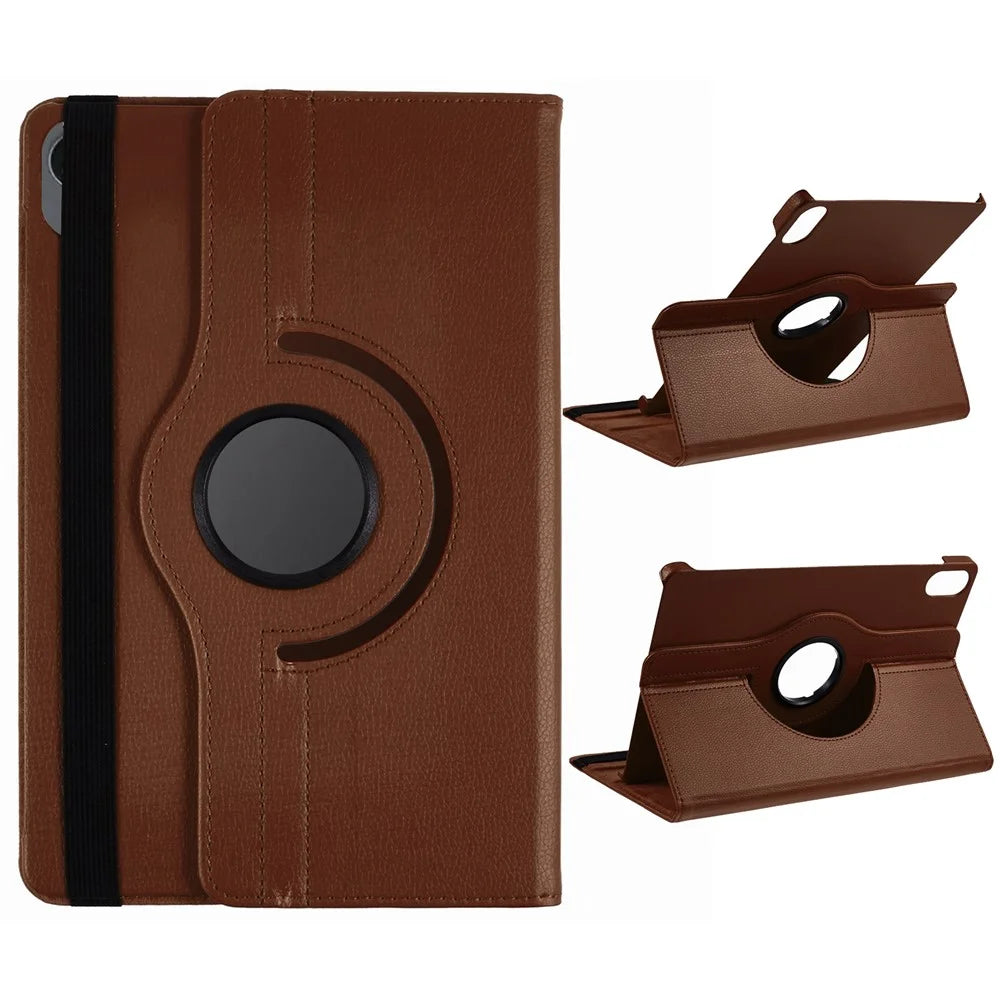 For Samsung Galaxy Tab S11 Case Rotating Stand PU Leather + PC Tablet Cover with Elastic Band - Brown - 1