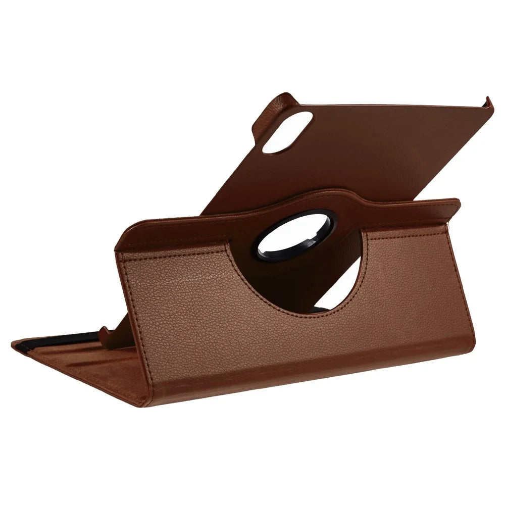 For Samsung Galaxy Tab S11 Case Rotating Stand PU Leather + PC Tablet Cover with Elastic Band - Brown - 3