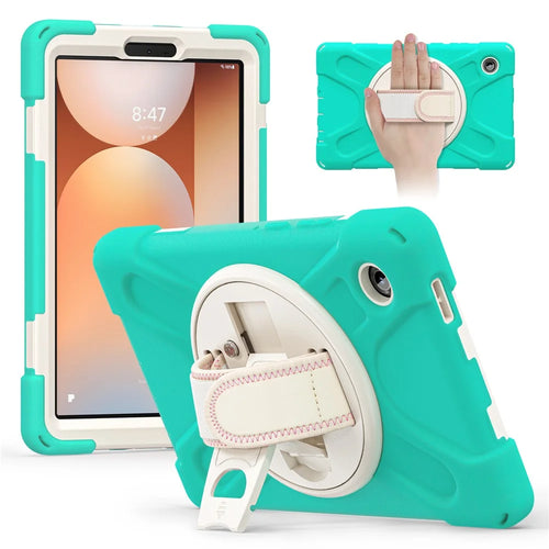 For Samsung Galaxy Tab A11 Case TPU + PC + Silicone Kickstand Anti Drop Tablet Cover - Mint Green - 1