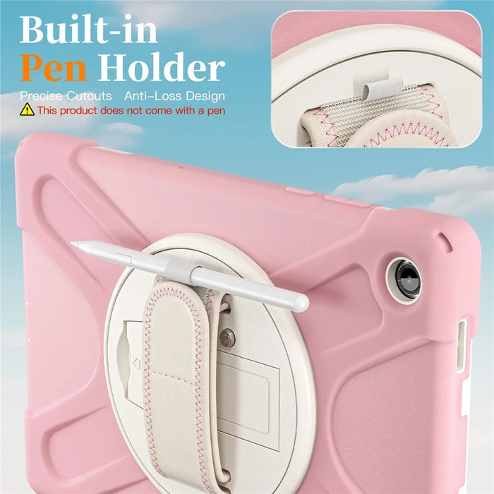 For Samsung Galaxy Tab A11+ Kickstand Case TPU PC Silicone Tablet Cover with Shoulder Strap - Pink - 2