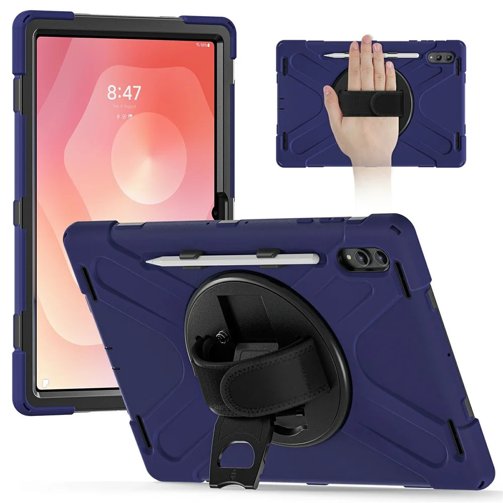 For Samsung Galaxy Tab S11 Ultra Case TPU + PC + Silicone Kickstand Anti Drop Tablet Cover - Navy Blue - 1