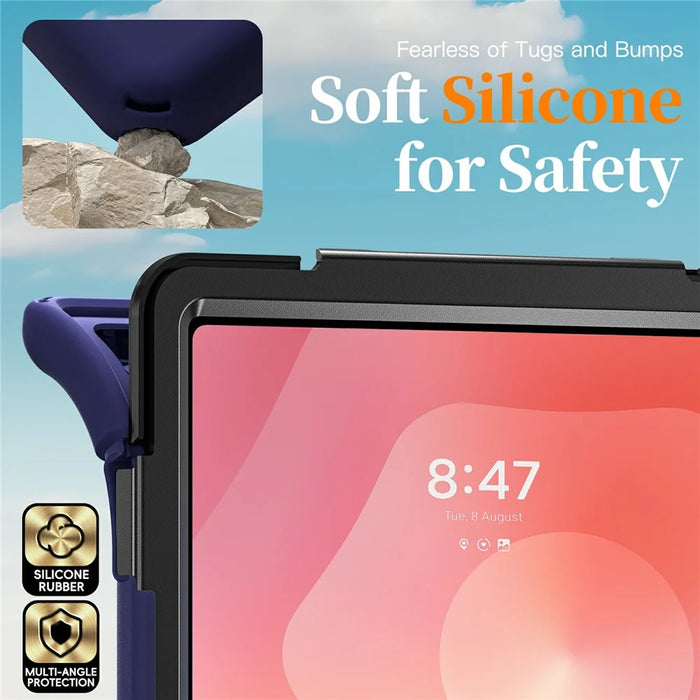 For Samsung Galaxy Tab S11 Ultra Case TPU + PC + Silicone Kickstand Anti Drop Tablet Cover - Navy Blue - 4