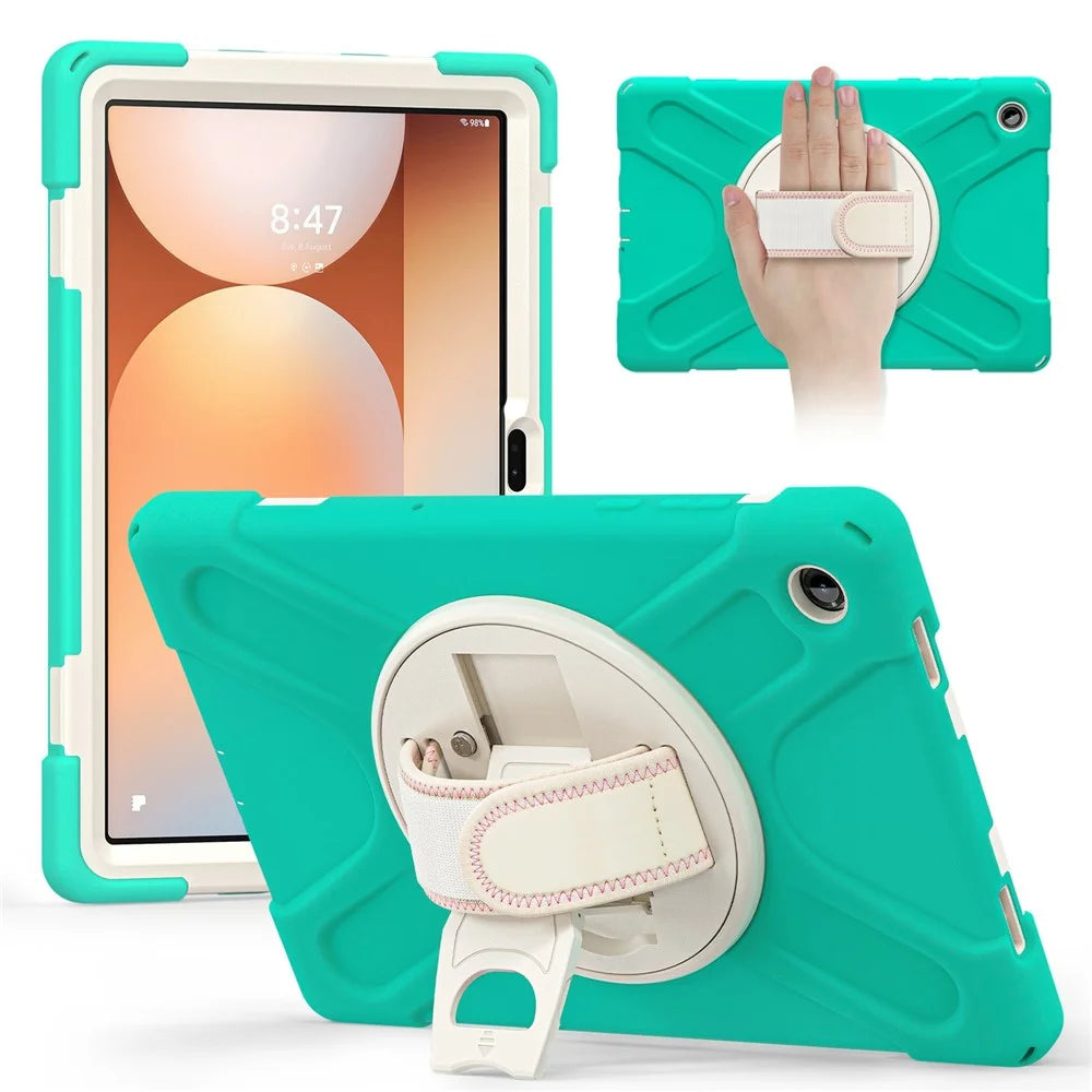 For Samsung Galaxy Tab A11+ Case TPU + PC + Silicone Kickstand Anti Drop Tablet Cover - Mint Green - 1