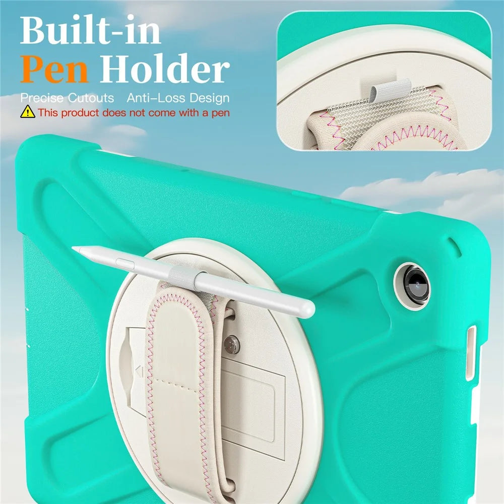 For Samsung Galaxy Tab A11+ Case TPU + PC + Silicone Kickstand Anti Drop Tablet Cover - Mint Green - 2
