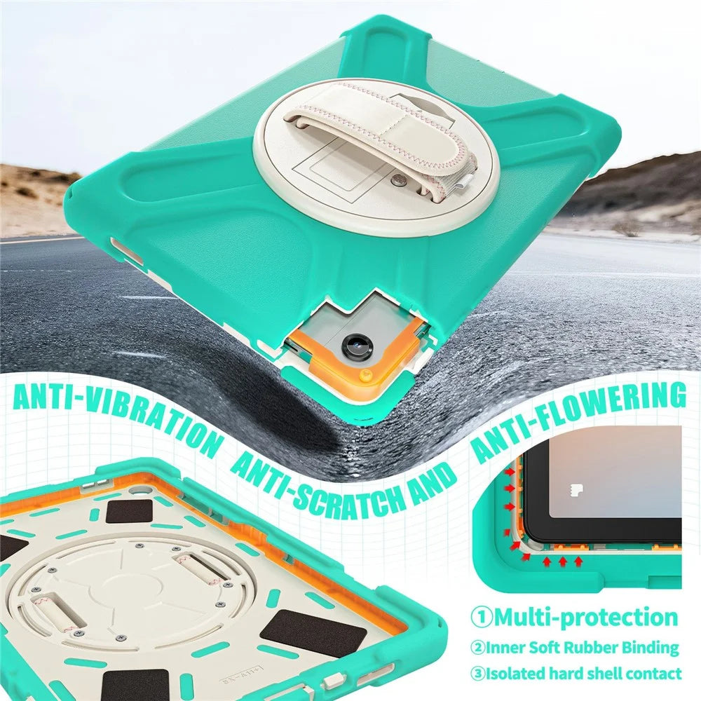 For Samsung Galaxy Tab A11+ Case TPU + PC + Silicone Kickstand Anti Drop Tablet Cover - Mint Green - 3
