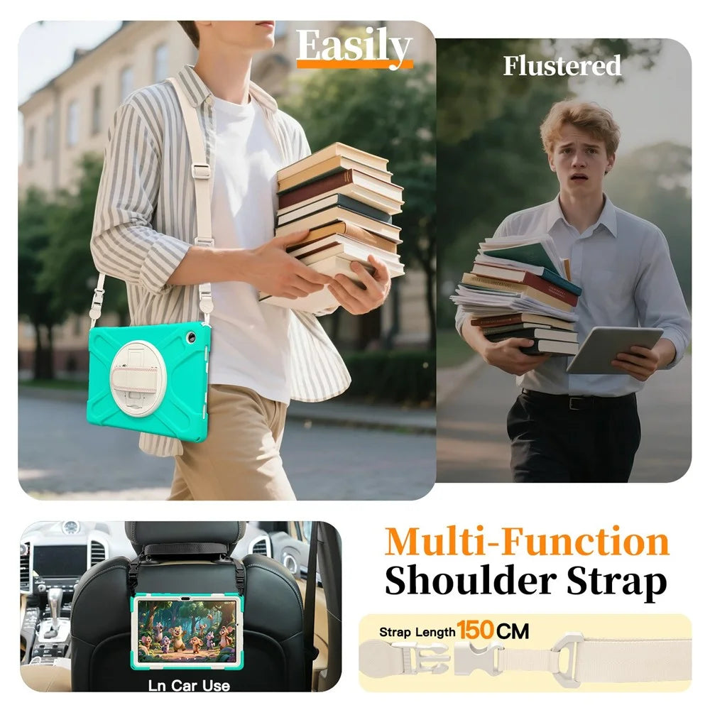 For Samsung Galaxy Tab A11+ Case TPU + PC + Silicone Kickstand Anti Drop Tablet Cover - Mint Green - 5