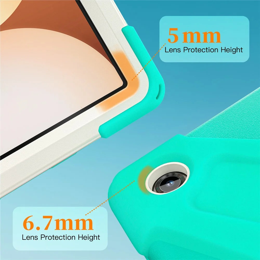 For Samsung Galaxy Tab A11+ Case TPU + PC + Silicone Kickstand Anti Drop Tablet Cover - Mint Green - 6