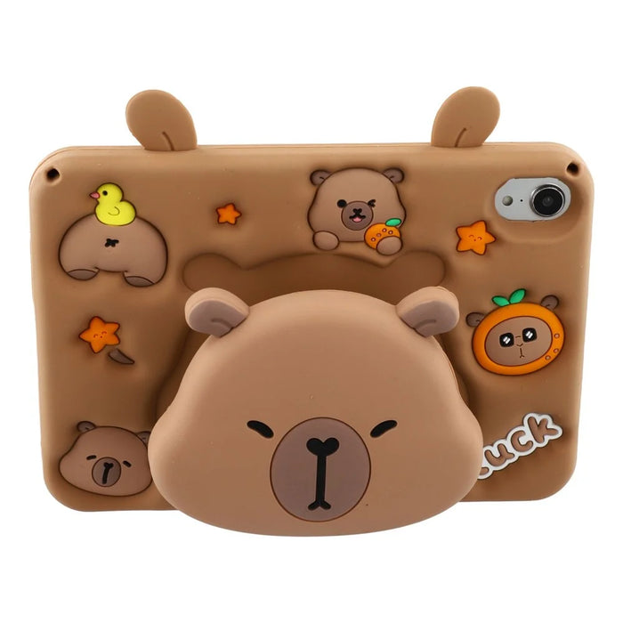 For iPad mini (2024) / (2021) Case Cute Silicone Tablet Cover with Retractable Bear Kickstand / Shoulder Strap - 2