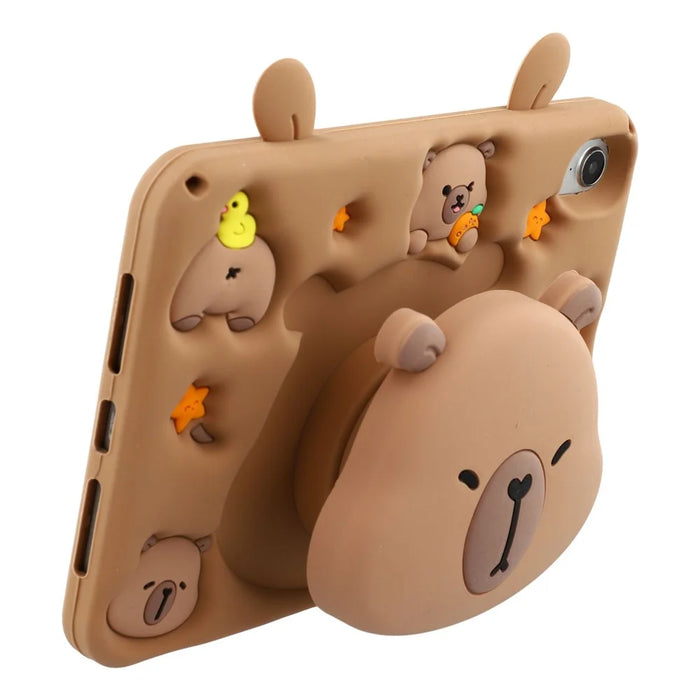 For iPad mini (2024) / (2021) Case Cute Silicone Tablet Cover with Retractable Bear Kickstand / Shoulder Strap - 3