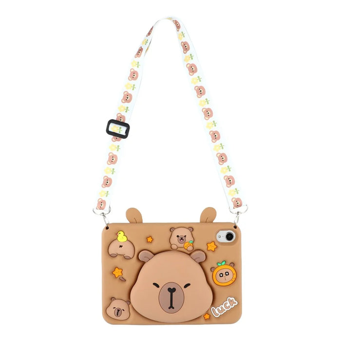 For iPad mini (2024) / (2021) Case Cute Silicone Tablet Cover with Retractable Bear Kickstand / Shoulder Strap - 4