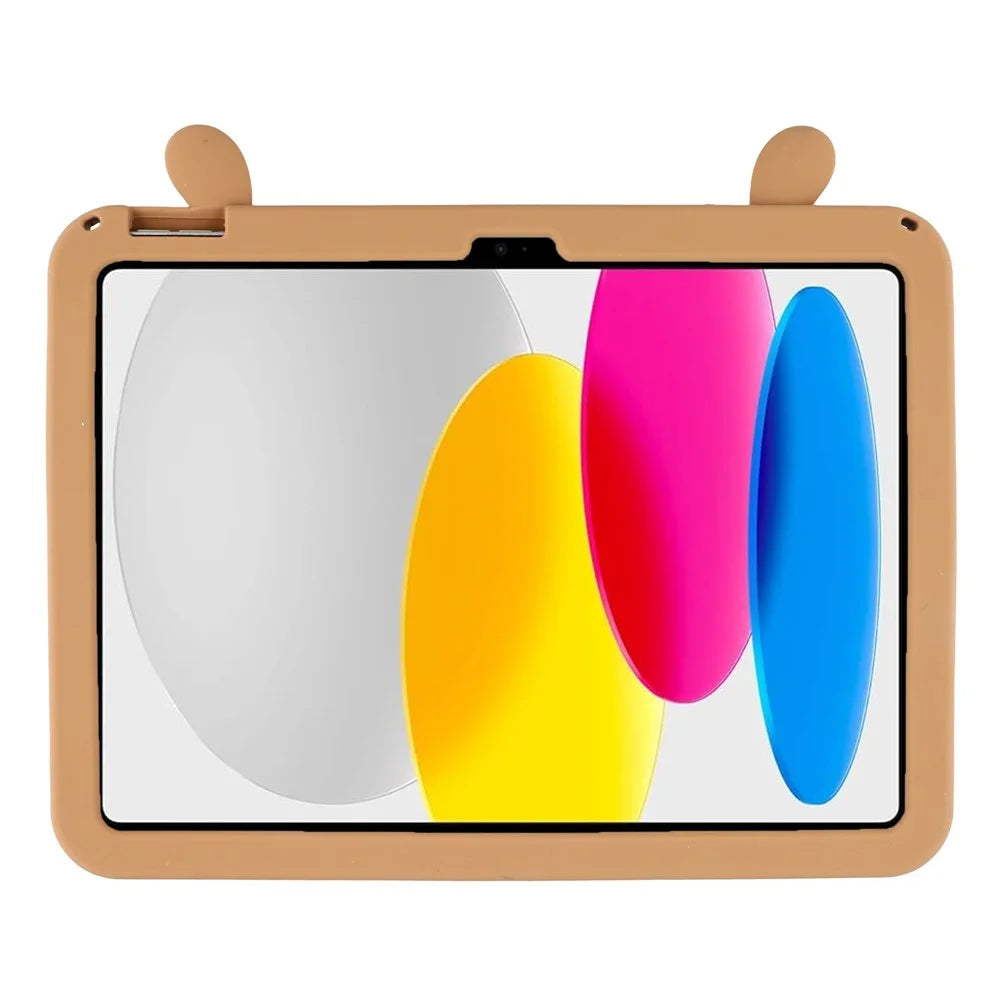 For iPad (2025) / iPad 10.9 (2022) Case Cute Silicone Tablet Cover with Retractable Bear Kickstand / Shoulder Strap - 7