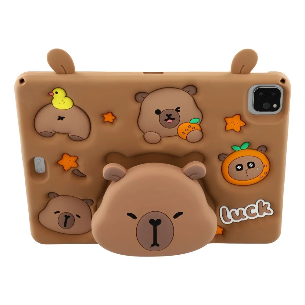 Silicone Case for iPad Air 11 (2026) / (2025) / (2024) / Air (2022) / (2020) / iPad Pro 11 (2024) / (2022) / (2021) / (2020) / (2018) Tablet Cover with Retractable Bear Kickstand / Shoulder Strap - 2