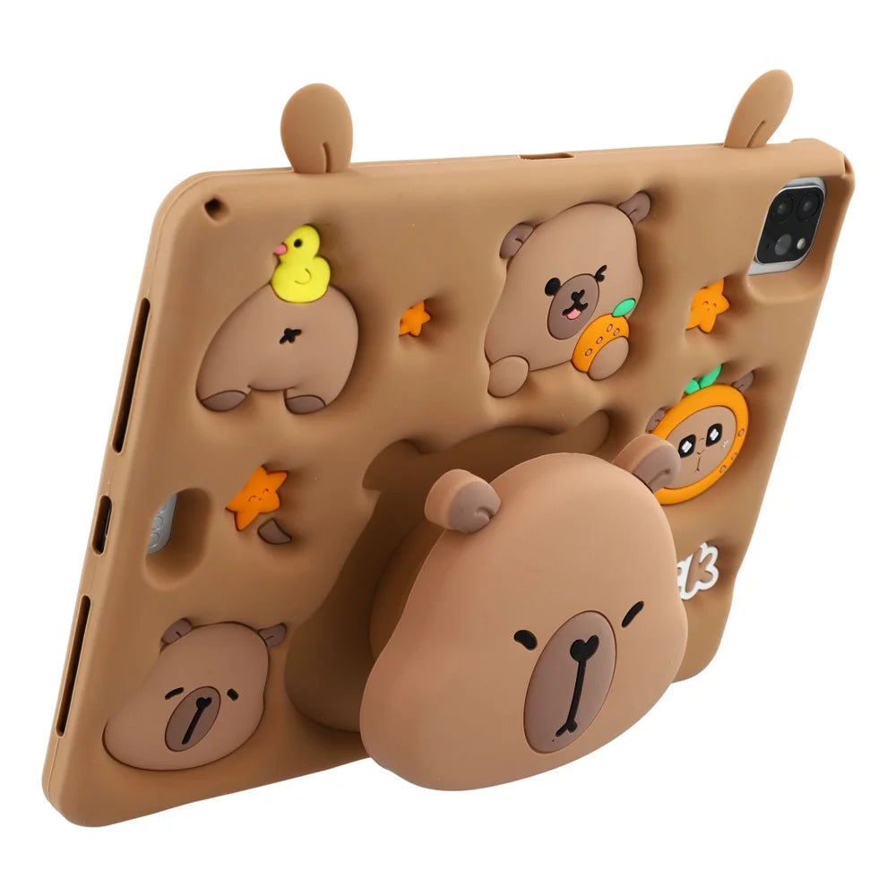 Silicone Case for iPad Air 11 (2026) / (2025) / (2024) / Air (2022) / (2020) / iPad Pro 11 (2024) / (2022) / (2021) / (2020) / (2018) Tablet Cover with Retractable Bear Kickstand / Shoulder Strap - 3