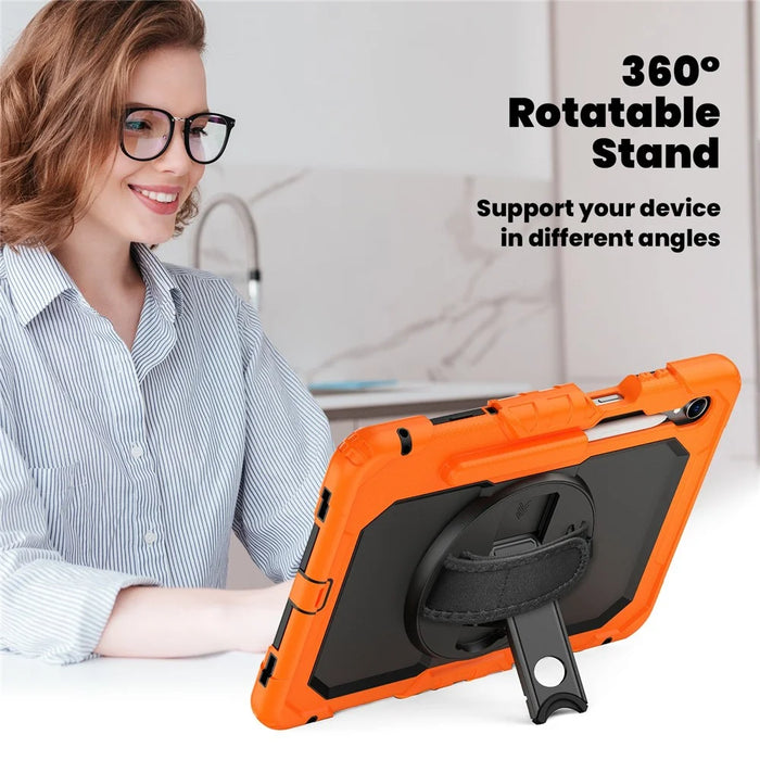 For Samsung Galaxy Tab S11 Case PC + Silicone Tablet Cover with PET Film and Shoulder Strap - Orange - 5