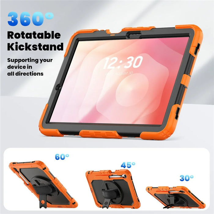 For Samsung Galaxy Tab S11 Case PC + Silicone Tablet Cover with PET Film and Shoulder Strap - Orange - 6