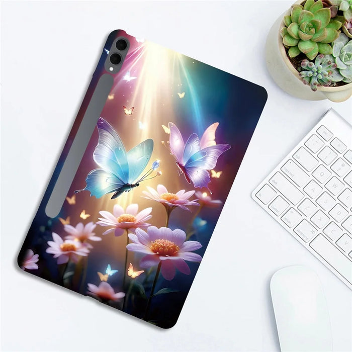 For Samsung Galaxy Tab S11 Ultra Case Pattern Printing Slim Soft TPU Tablet Cover - Butterfly Floral - 4
