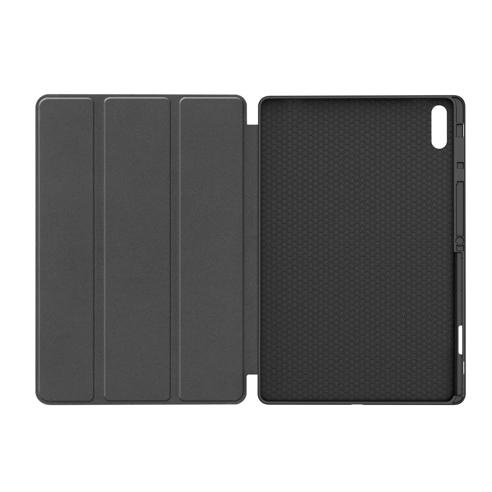 For Samsung Galaxy Tab S11 Ultra Stand Case Shock-Absorbent Leather Tablet Cover with Pen Slot - Black - 3