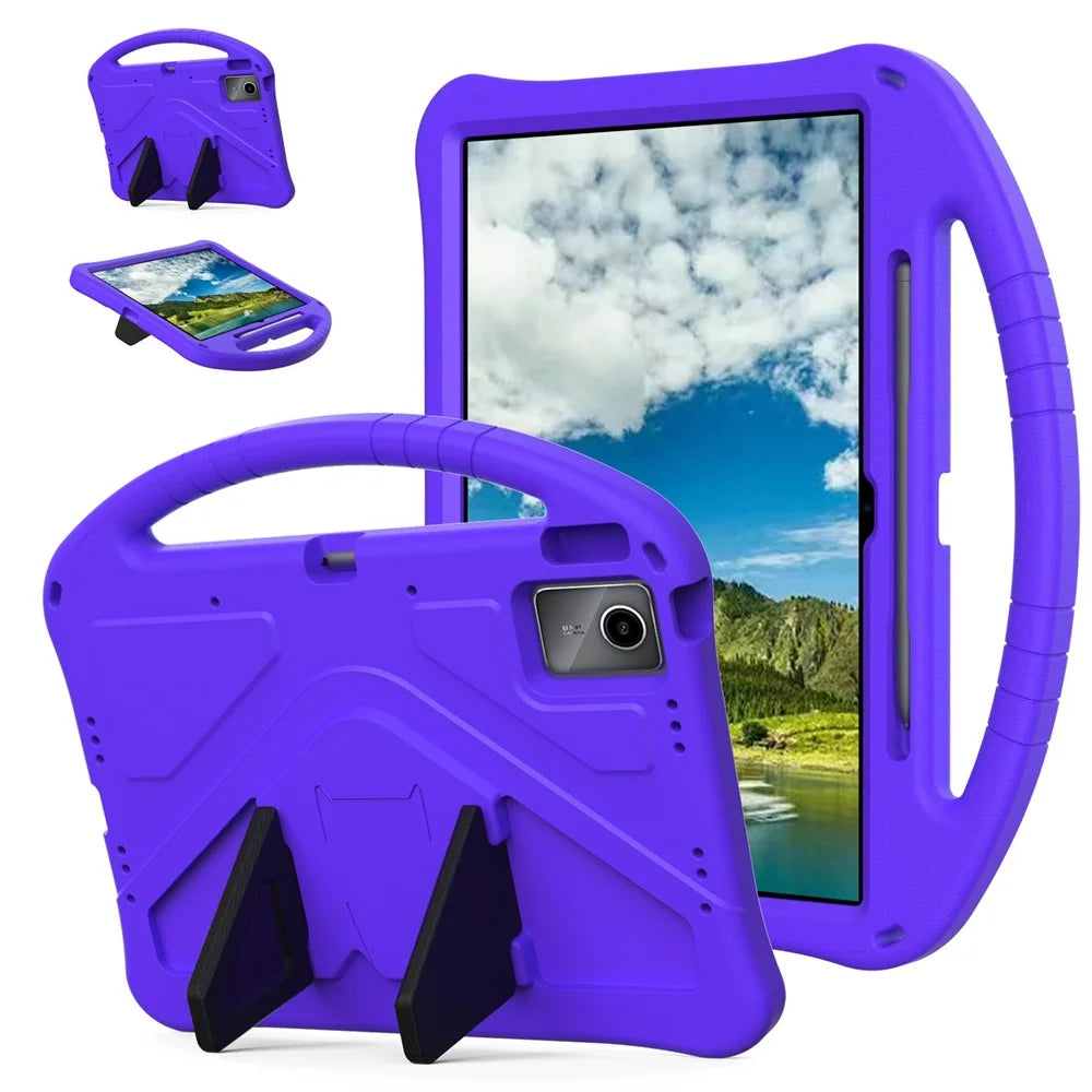 For Lenovo Idea Tab Plus Case EVA Tablet Cover with Handle Kickstand Children Friendly - Purple - 1