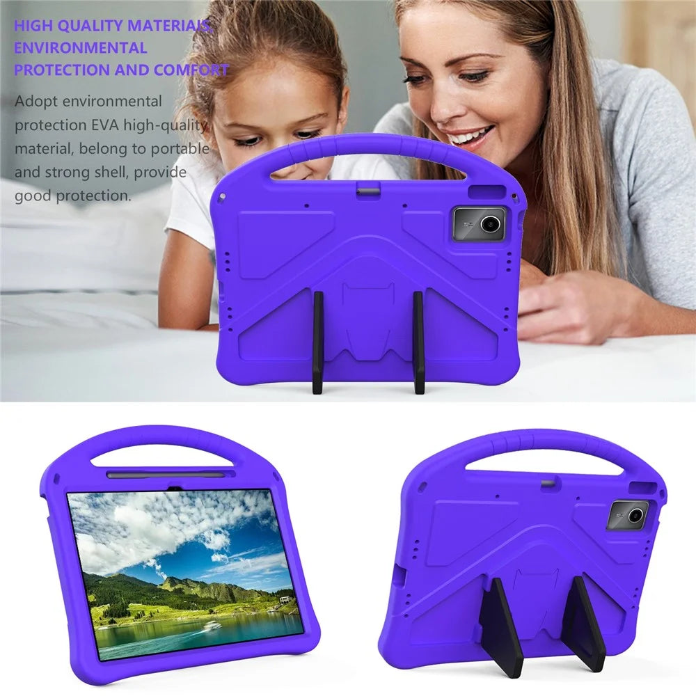 For Lenovo Idea Tab Plus Case EVA Tablet Cover with Handle Kickstand Children Friendly - Purple - 3
