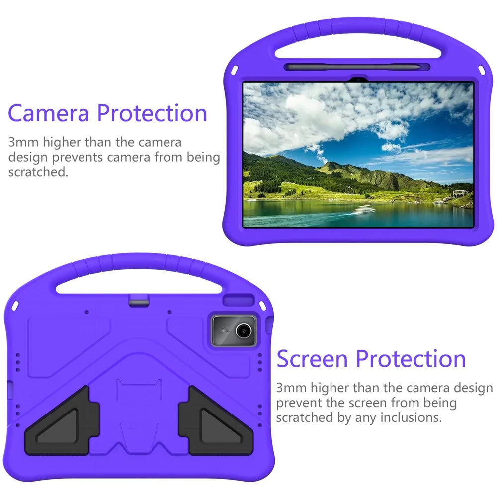 For Lenovo Idea Tab Plus Case EVA Tablet Cover with Handle Kickstand Children Friendly - Purple - 4