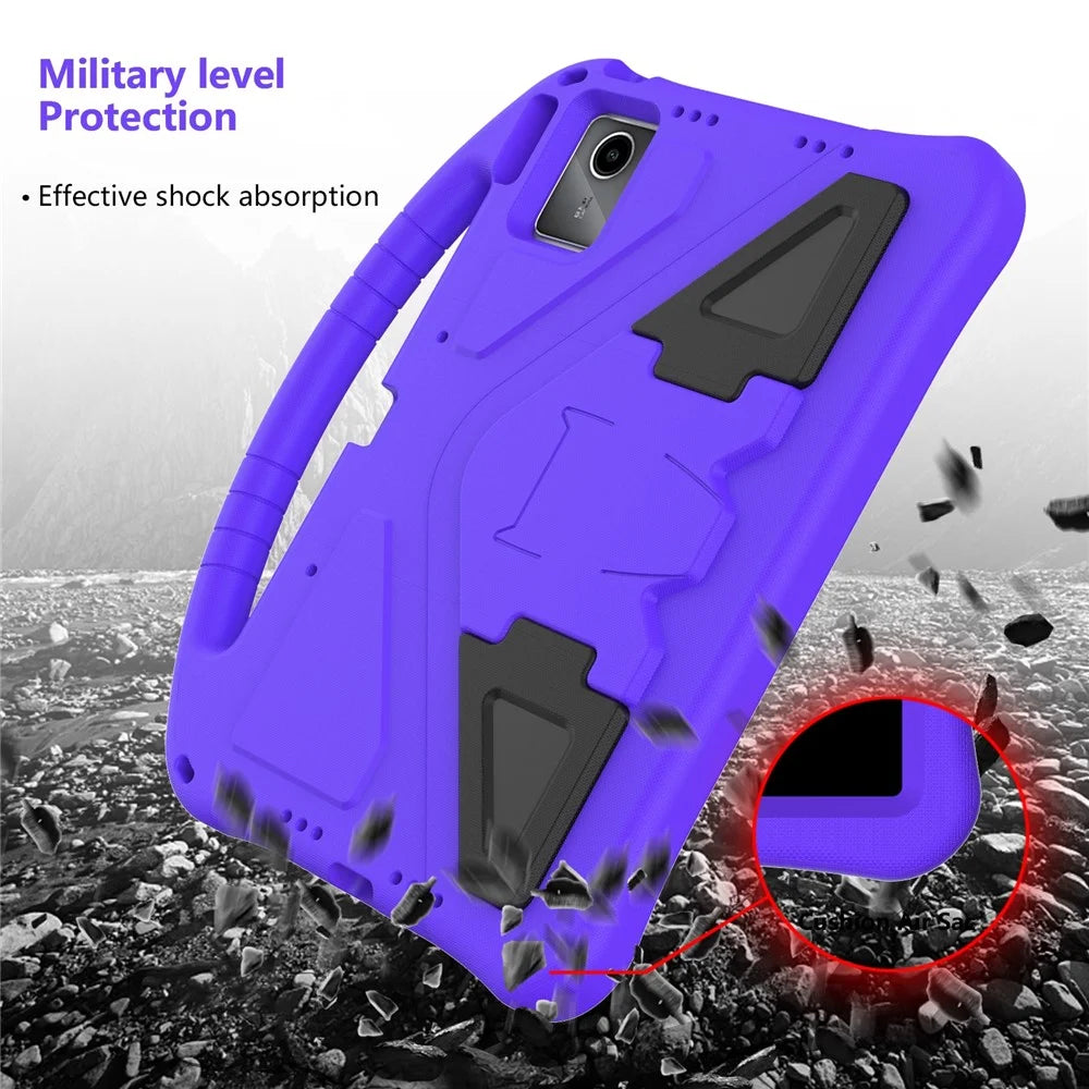 For Lenovo Idea Tab Plus Case EVA Tablet Cover with Handle Kickstand Children Friendly - Purple - 5