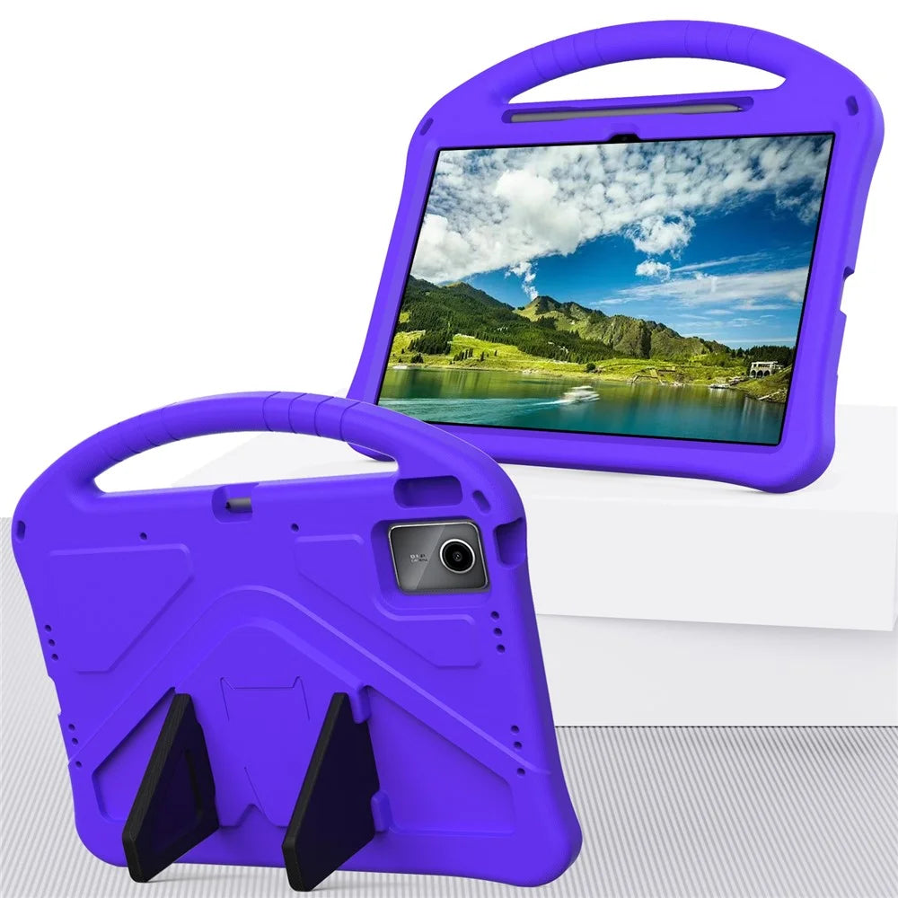 For Lenovo Idea Tab Plus Case EVA Tablet Cover with Handle Kickstand Children Friendly - Purple - 7