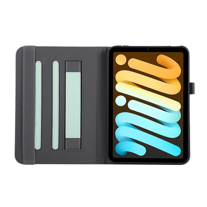 For iPad mini (2024)  /  (2021) Case Foldable Stand Leather Tablet Cover with Handheld Wristband - Green - 3