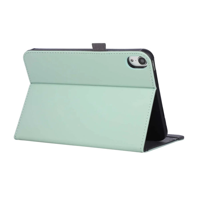 For iPad mini (2024)  /  (2021) Case Foldable Stand Leather Tablet Cover with Handheld Wristband - Green - 4