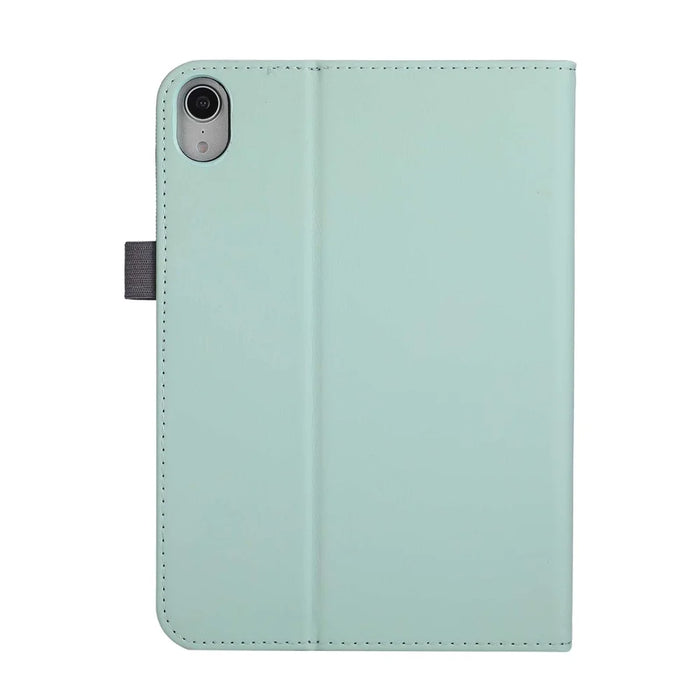 For iPad mini (2024)  /  (2021) Case Foldable Stand Leather Tablet Cover with Handheld Wristband - Green - 7