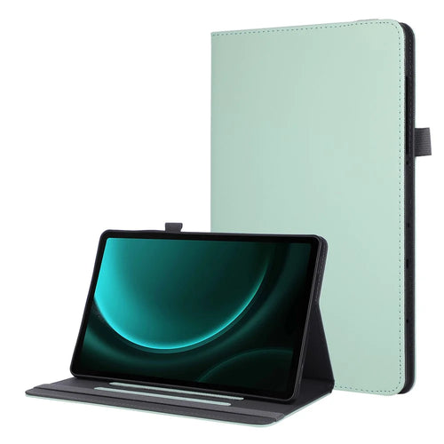 Tablet Case For Samsung Galaxy Tab S10 Lite  /  S10 FE  /  S9 FE  /  S9 Foldable Stand Leather Cover with Handheld Wristband - Green - 1