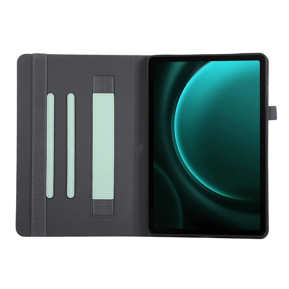 Tablet Case For Samsung Galaxy Tab S10 Lite  /  S10 FE  /  S9 FE  /  S9 Foldable Stand Leather Cover with Handheld Wristband - Green - 2
