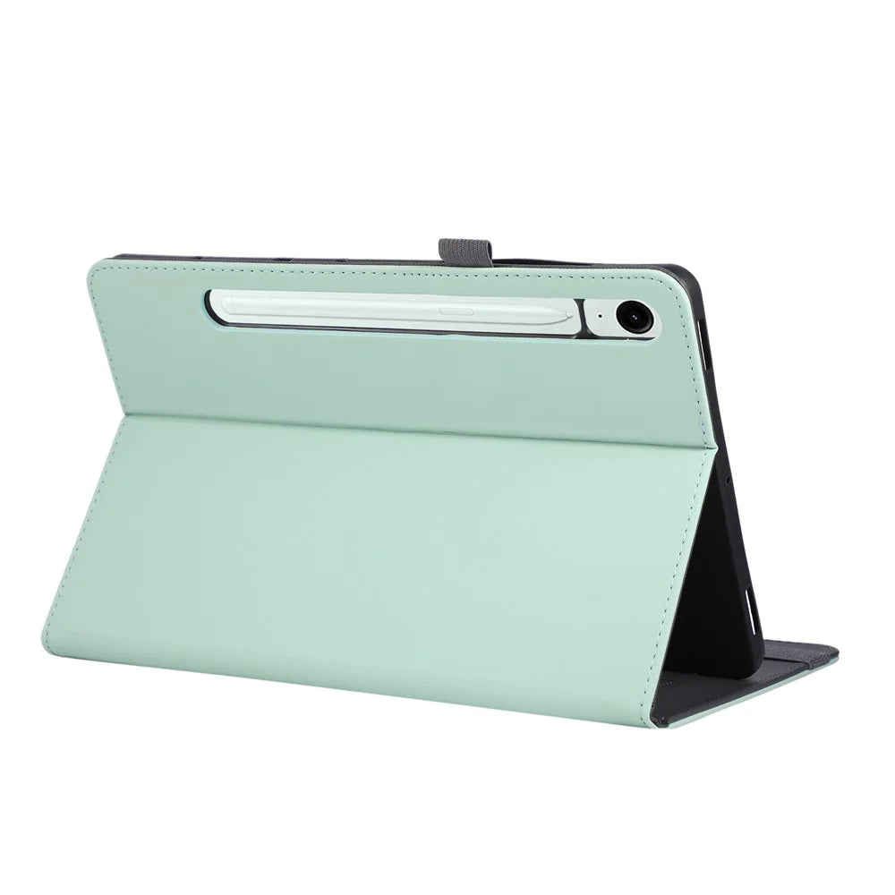 Tablet Case For Samsung Galaxy Tab S10 Lite  /  S10 FE  /  S9 FE  /  S9 Foldable Stand Leather Cover with Handheld Wristband - Green - 3
