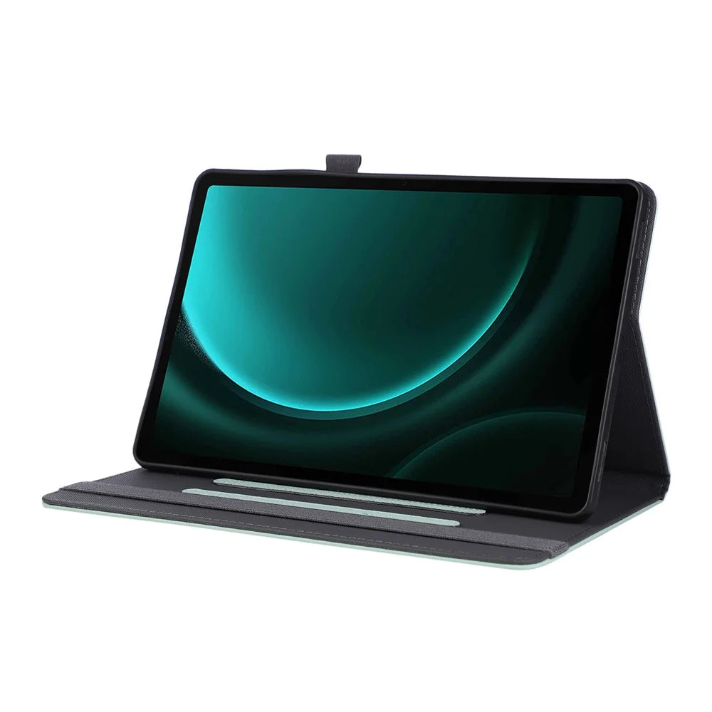 Tablet Case For Samsung Galaxy Tab S10 Lite  /  S10 FE  /  S9 FE  /  S9 Foldable Stand Leather Cover with Handheld Wristband - Green - 4