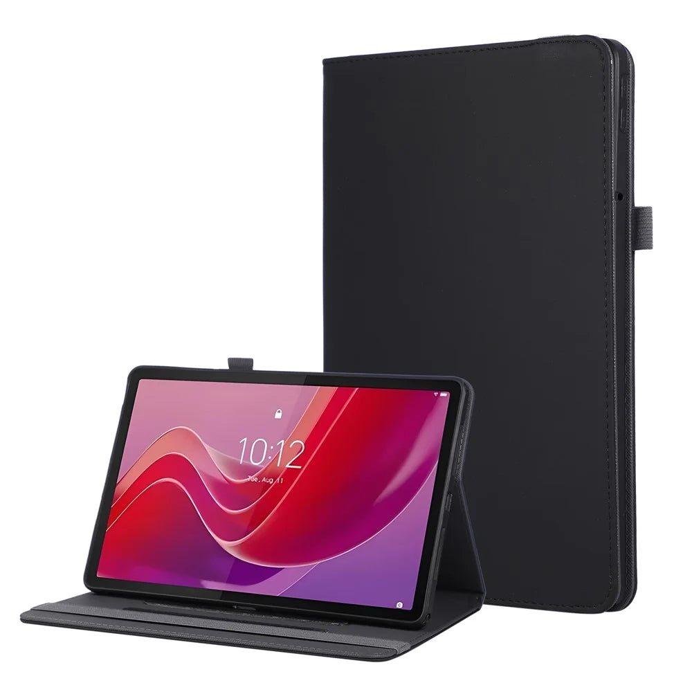 For Lenovo Tab M11 Case Foldable Stand Leather Tablet Cover with Handheld Wristband - Black - 1