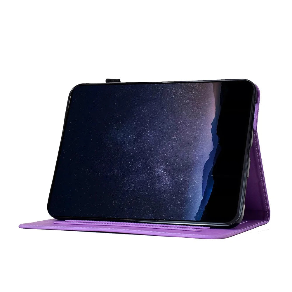 For Lenovo Tab M9 Case Imprinted Plum Blossom Stand Card Slots Leather Tablet Cover with Auto Sleep / Wake - Light Purple - 3